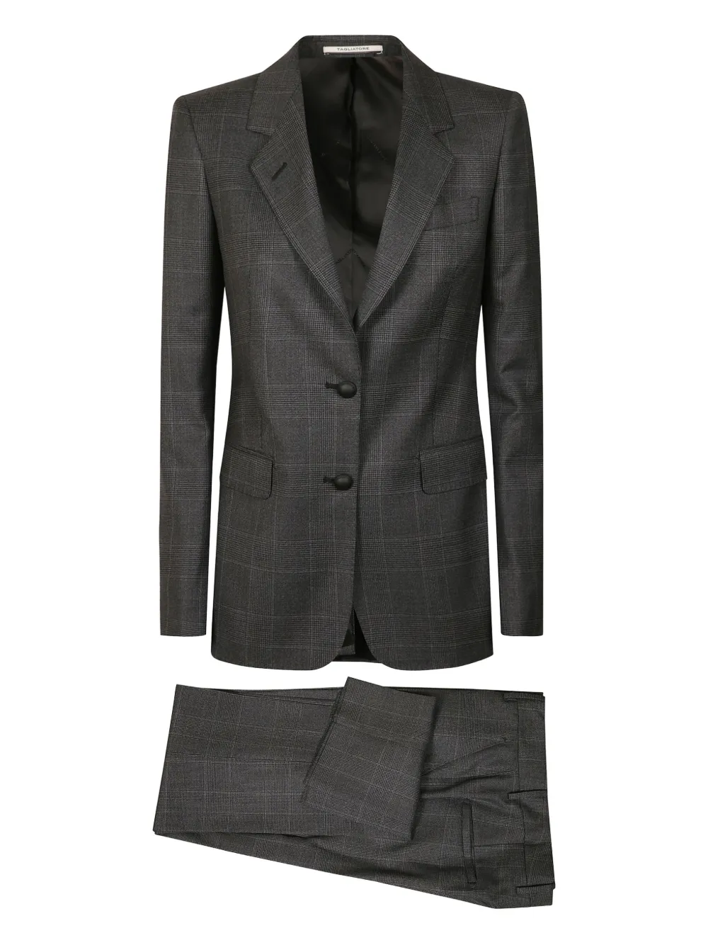 Tagliatore Checked Buttoned Suit In Gold