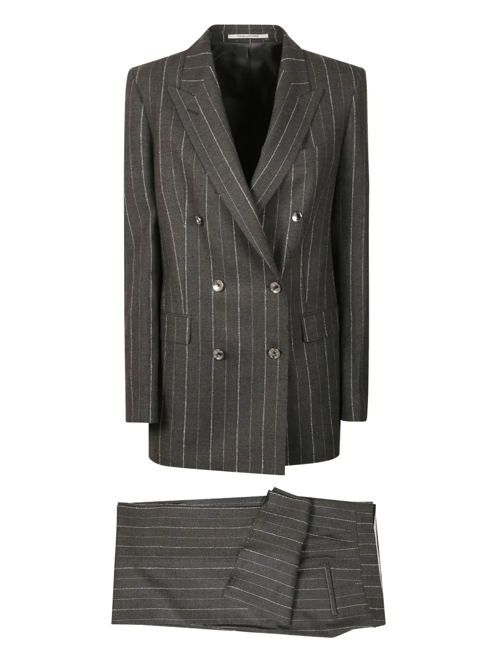 Tagliatore Pinstripe Double-breasted Suit In Gray