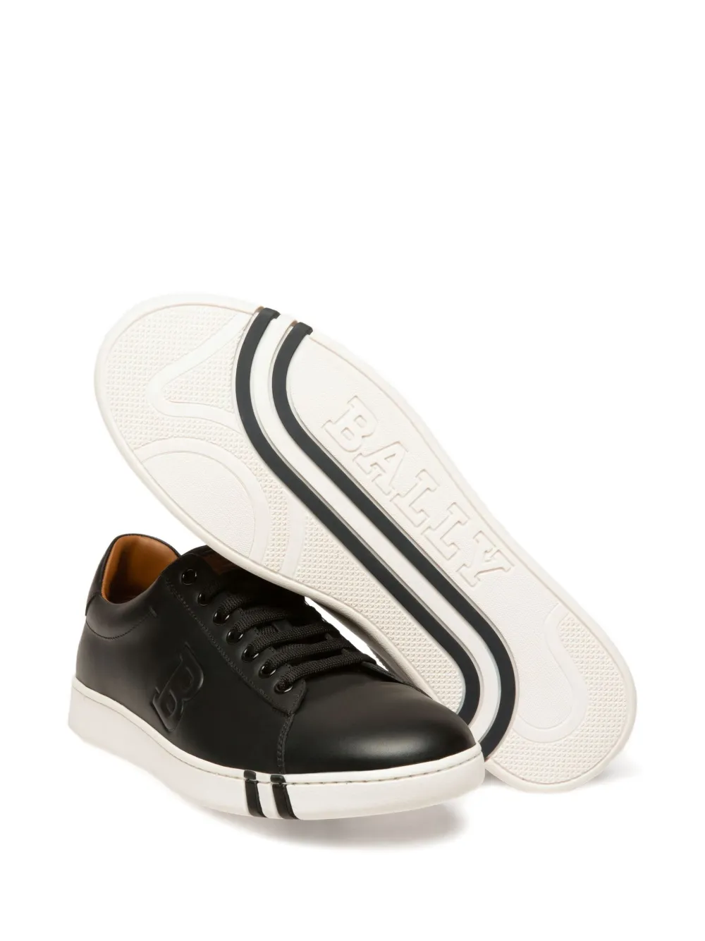 Bally Asher leren sneakers met logo-reliëf Zwart