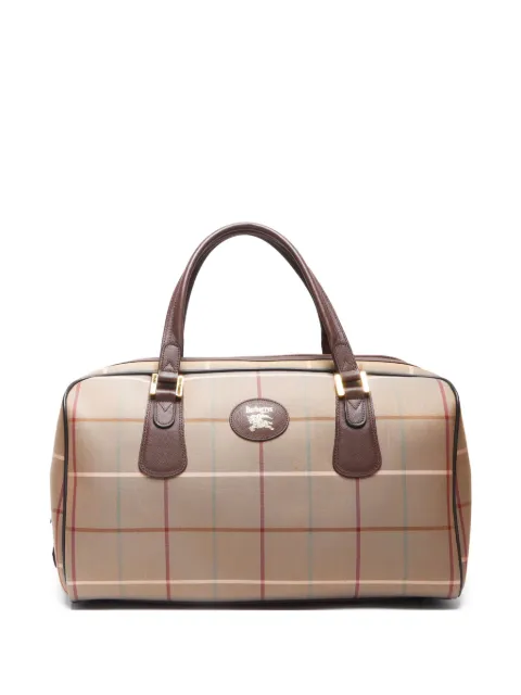 Burberry Pre-Owned 1990-2000s plaid leather trim boston bag
