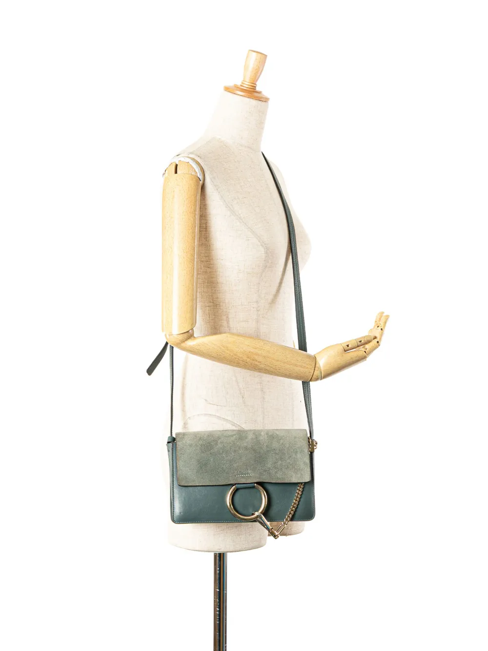 Pre-owned Chloé 2010-2024 Small Suede And Calfskin Faye Crossbody Bag In Blue