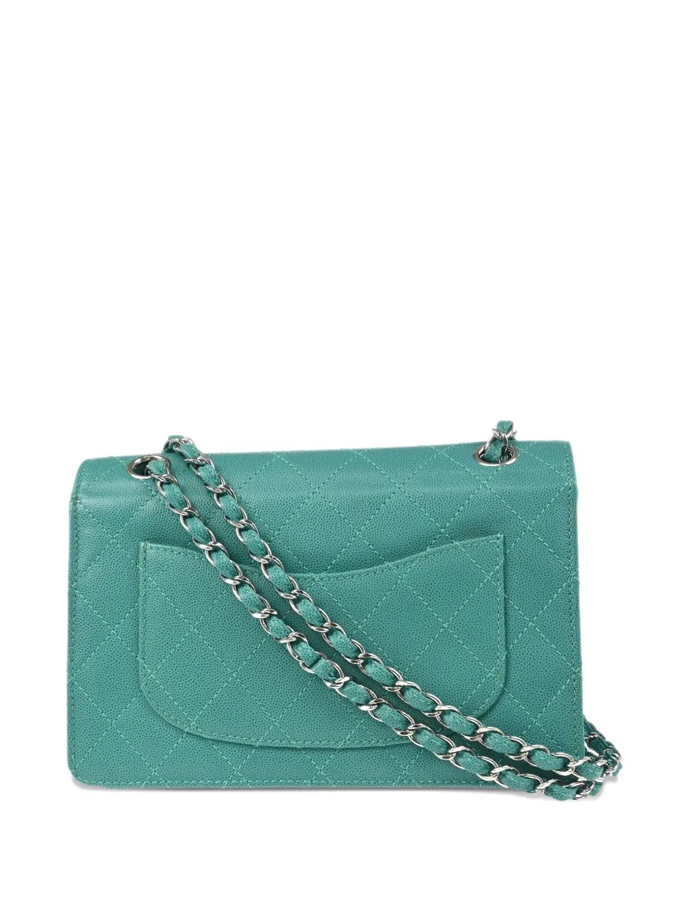 Pre-owned Chanel 1998 Single Flap Shoulder Bag In Green