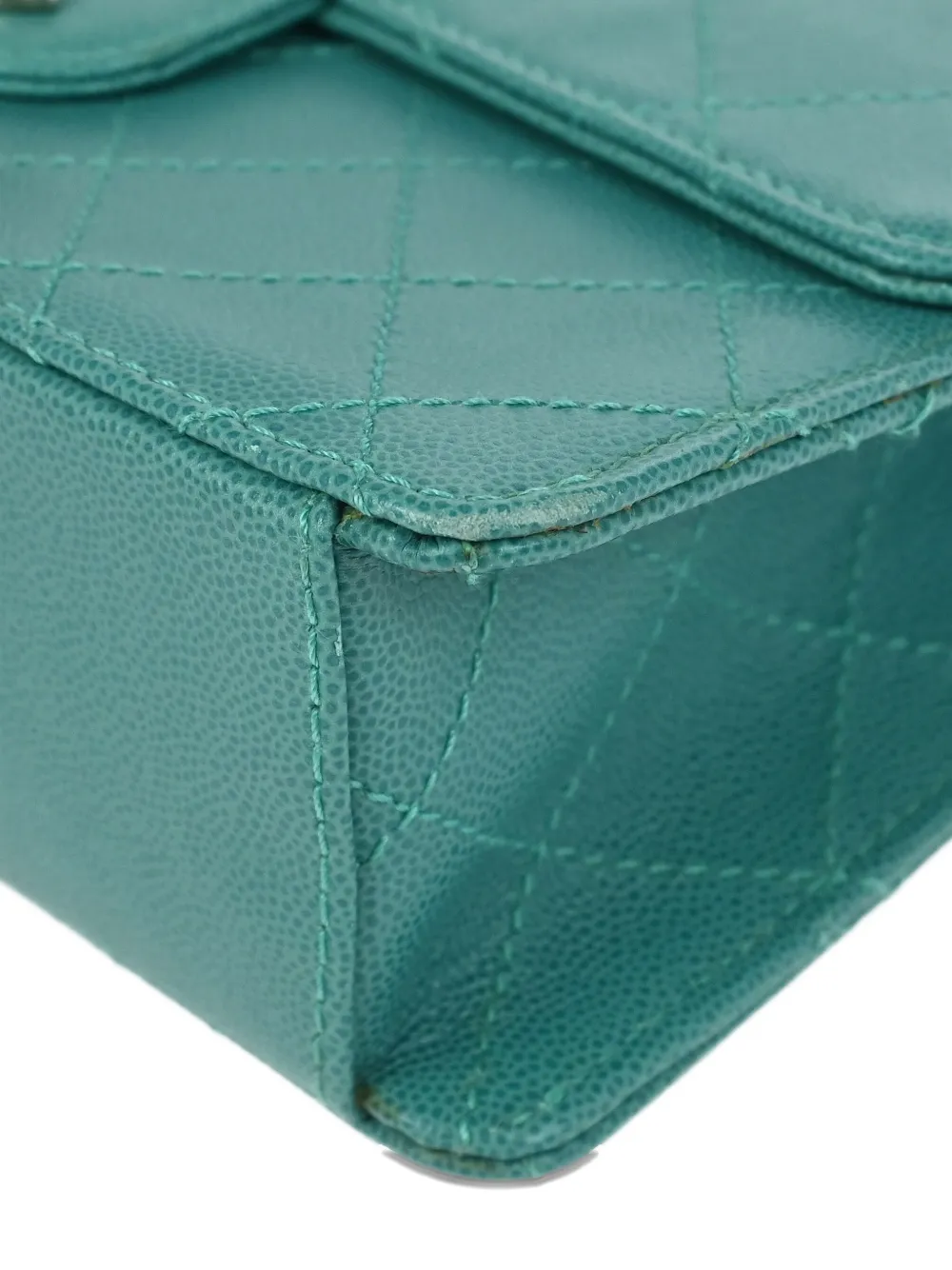 Pre-owned Chanel 1998 Single Flap Shoulder Bag In Green