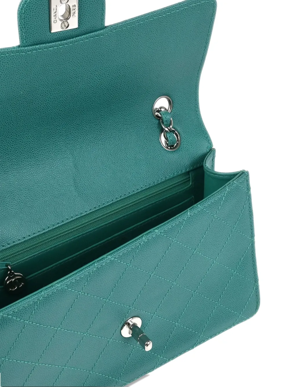 Pre-owned Chanel 1998 Single Flap Shoulder Bag In Green