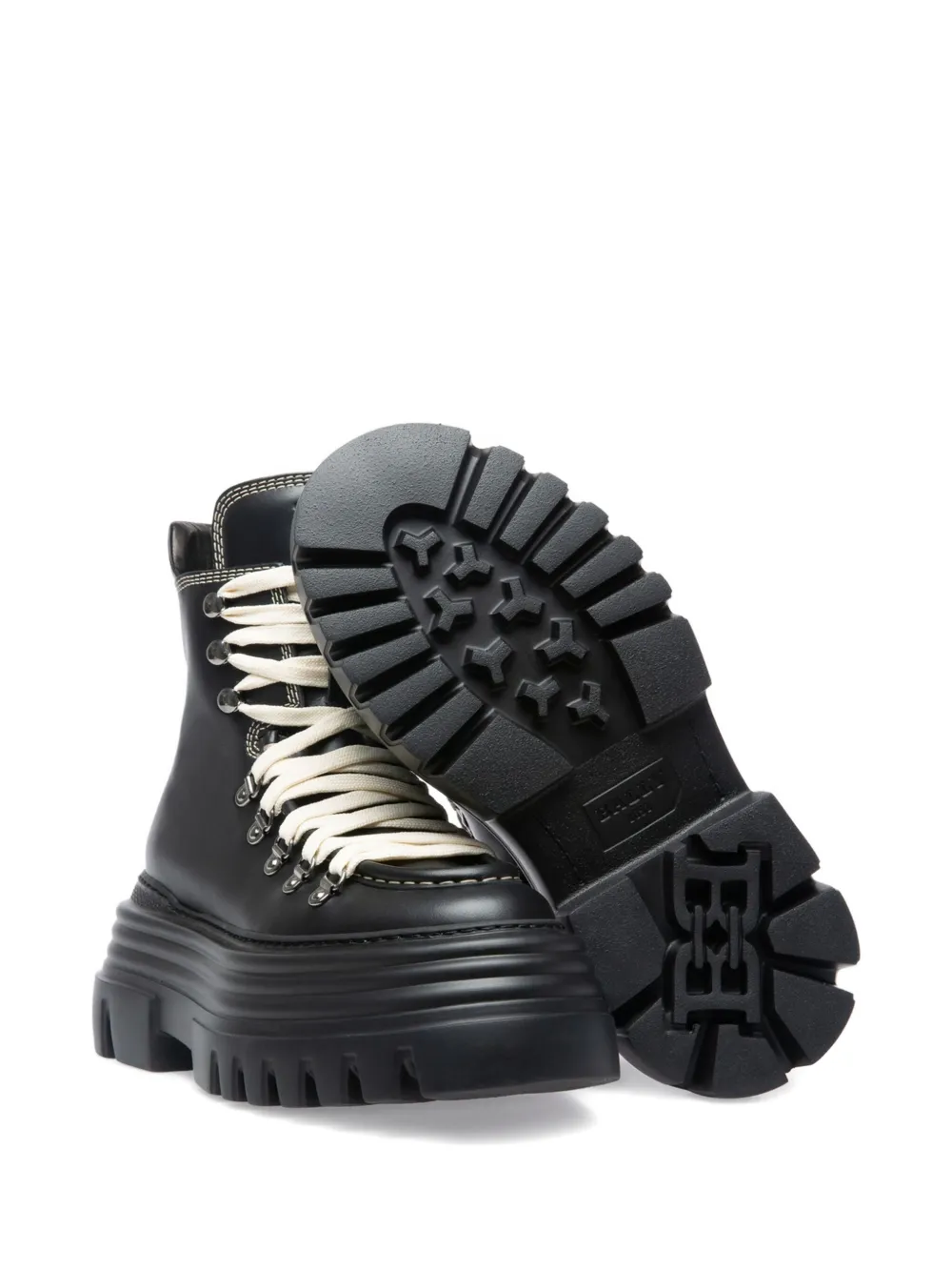 Bally Graciella leren veterlaarzen Zwart