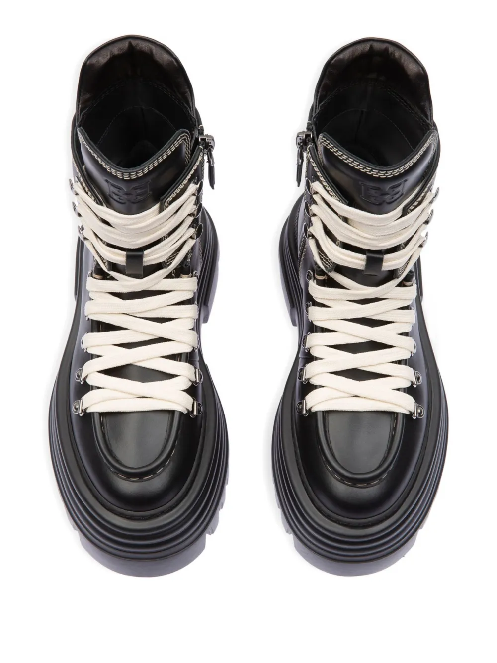 Bally Graciella leren veterlaarzen Zwart