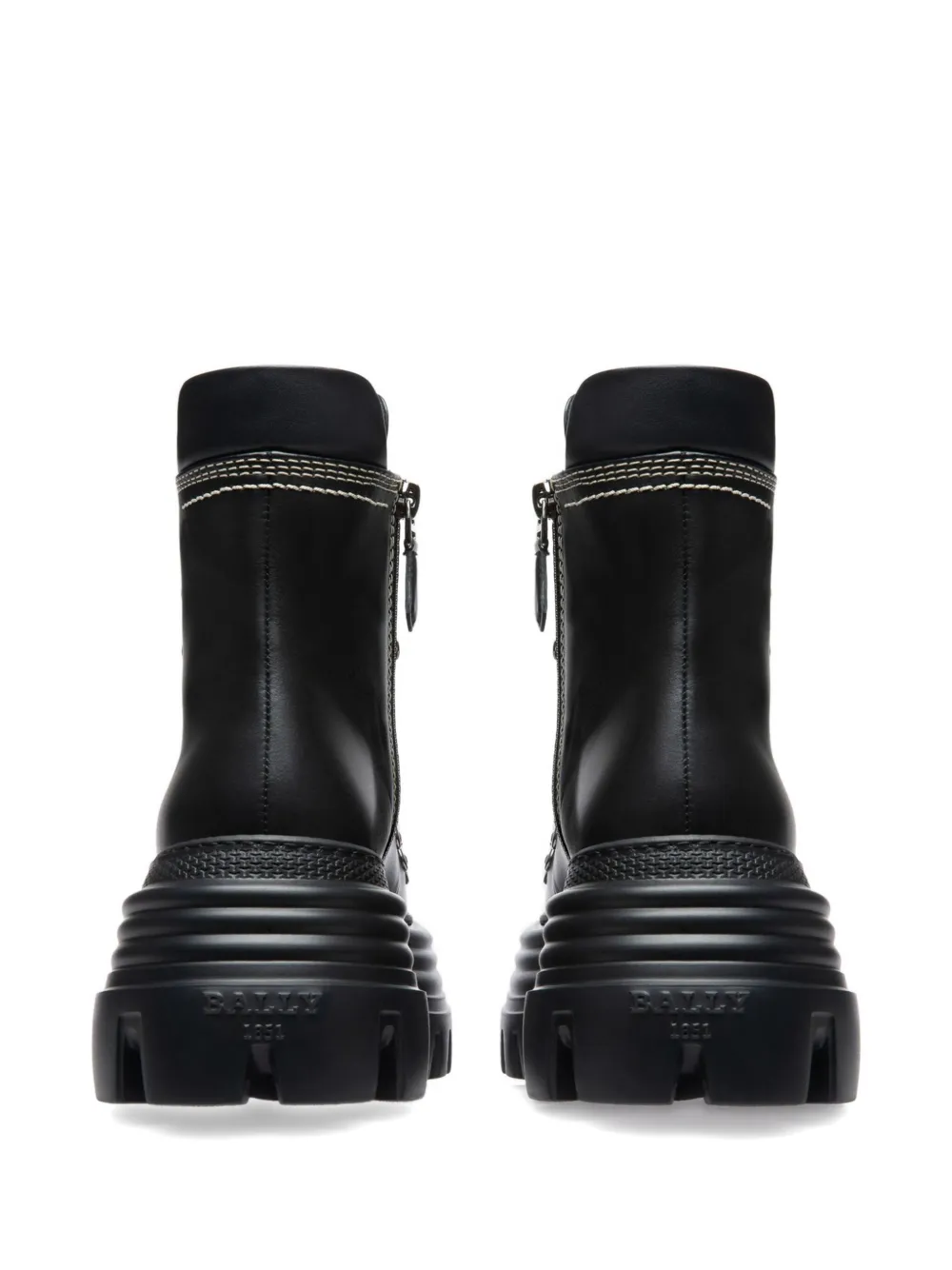 Bally Graciella leren veterlaarzen Zwart