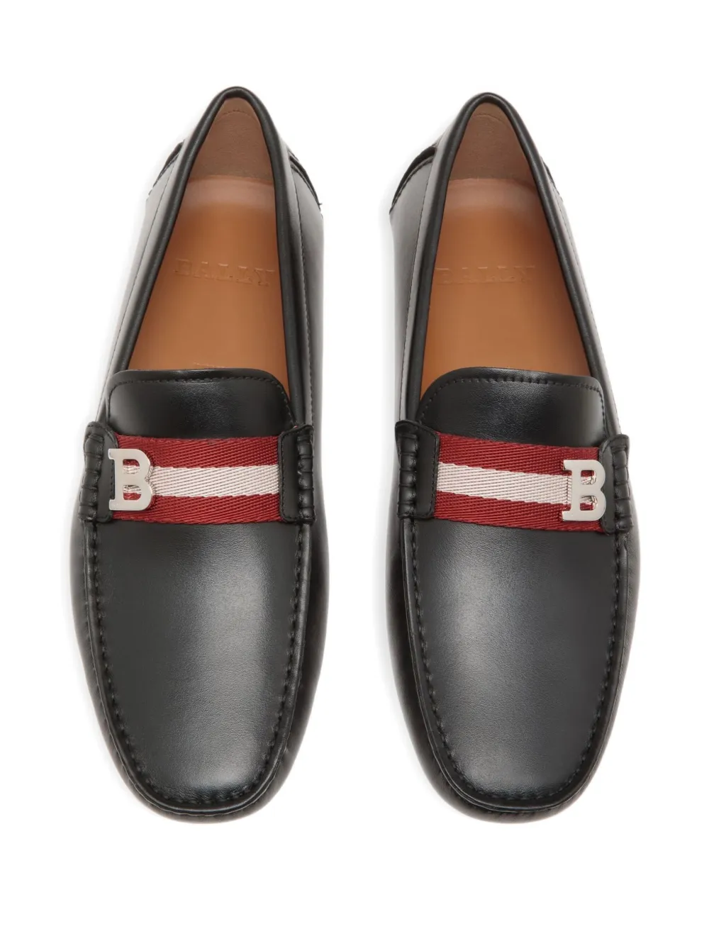 Bally logo-plaque leather loafers Black