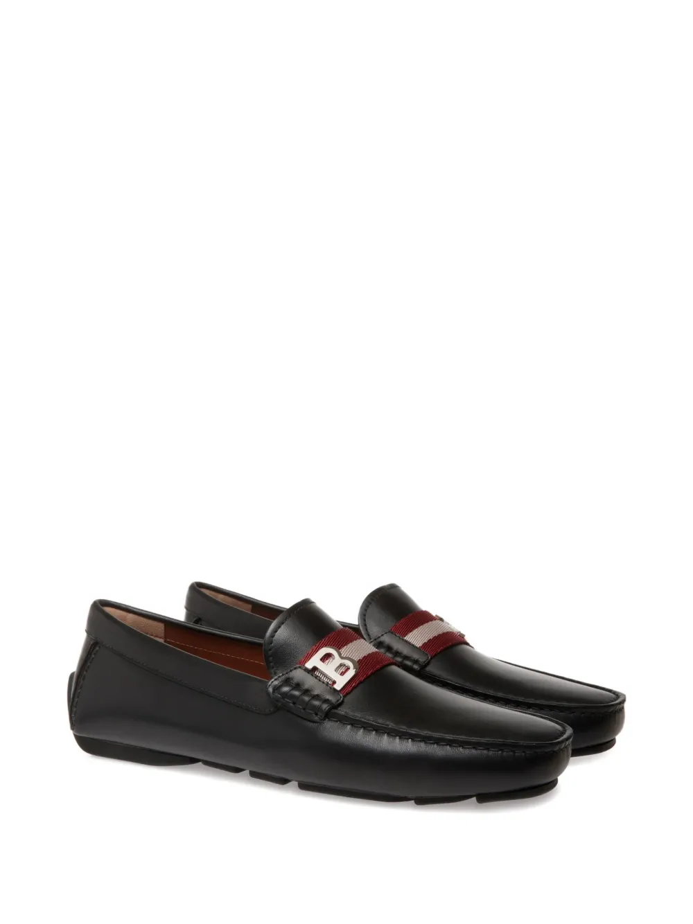 Bally logo-plaque leather loafers Black