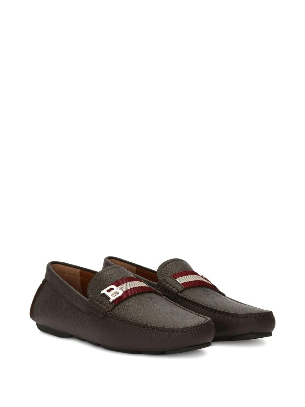 Bally grained-leather logo-plaque loafers Brown