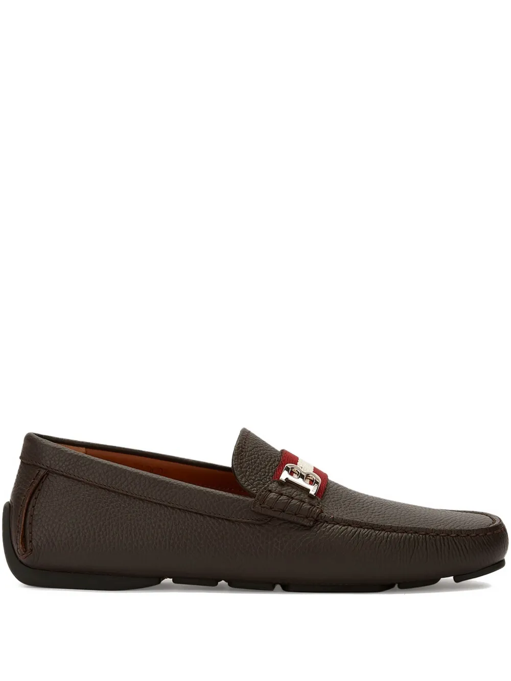 Bally grained-leather logo-plaque loafers Brown