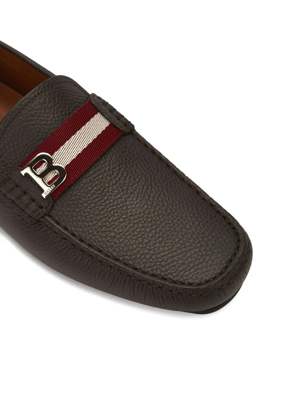 Bally grained-leather logo-plaque loafers Brown