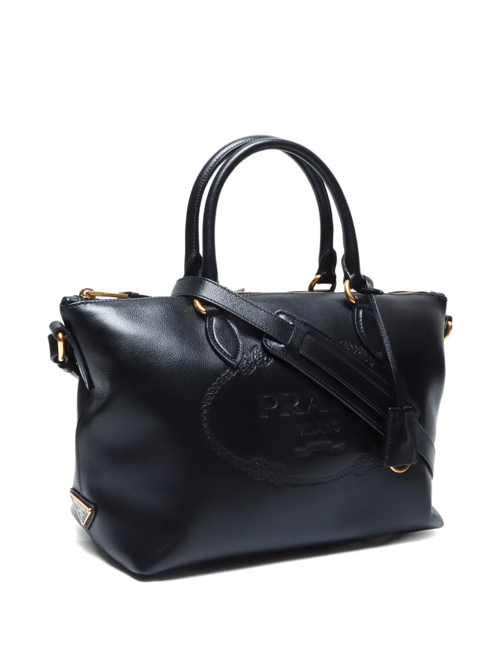Pre-owned Prada 2010s Logo-embossed Leather Tote Bag