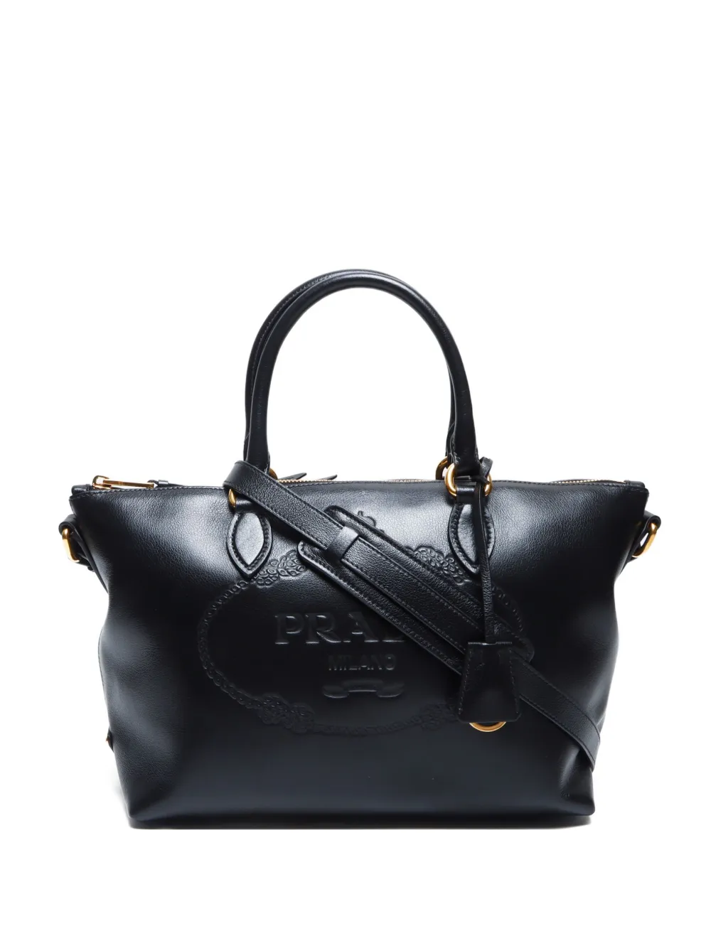 Prada Pre-Owned 2010s logo-embossed leather tote bag | Black | Image 1