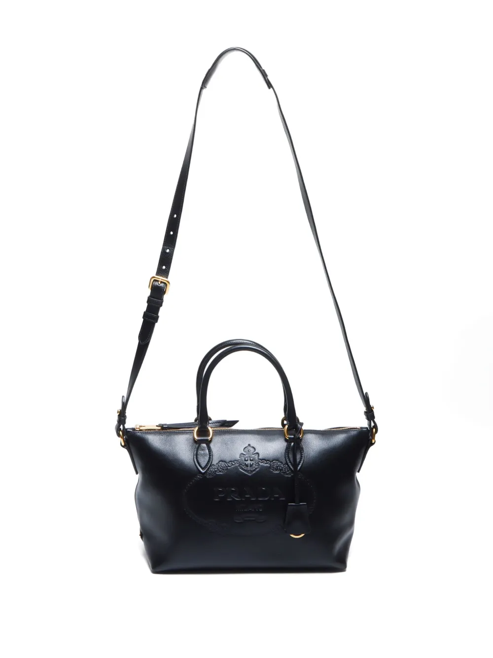 Pre-owned Prada 2010s Logo-embossed Leather Tote Bag