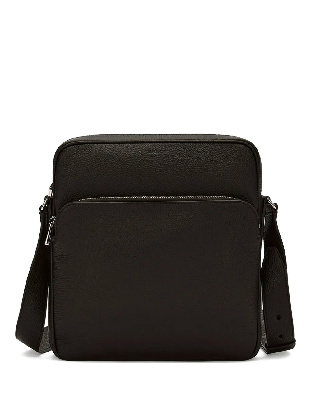 Bally zip-fastening leather messenger bag Zwart