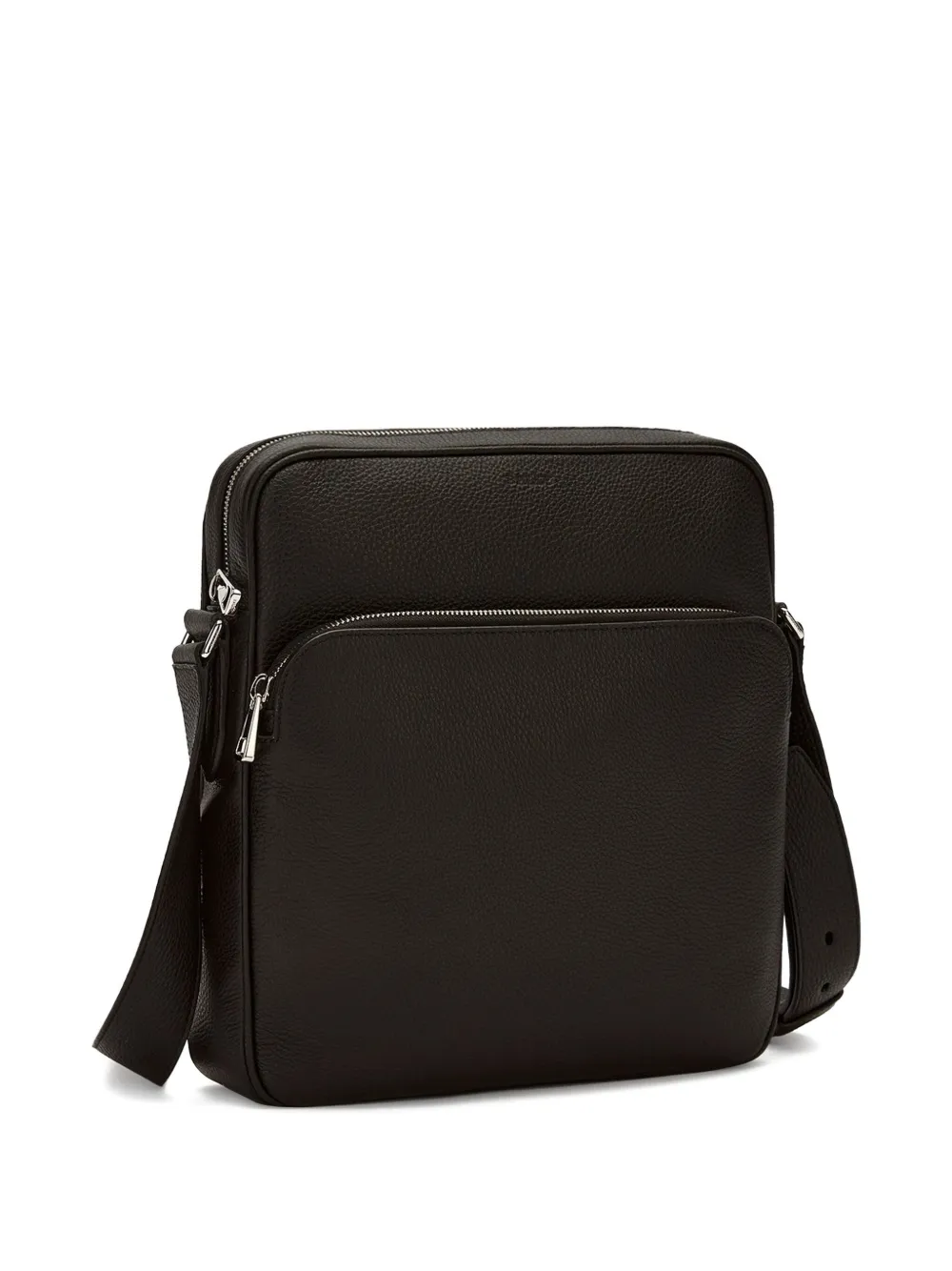 Bally zip-fastening leather messenger bag Zwart