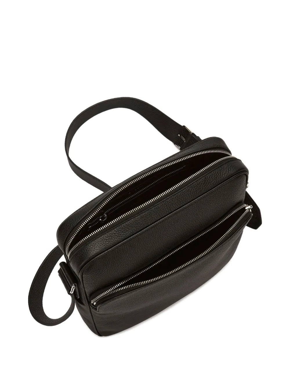 Bally zip-fastening leather messenger bag Zwart