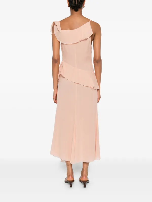 Blumarine ruffled-trim Silk Maxi Dress | Neutrals | FARFETCH KW