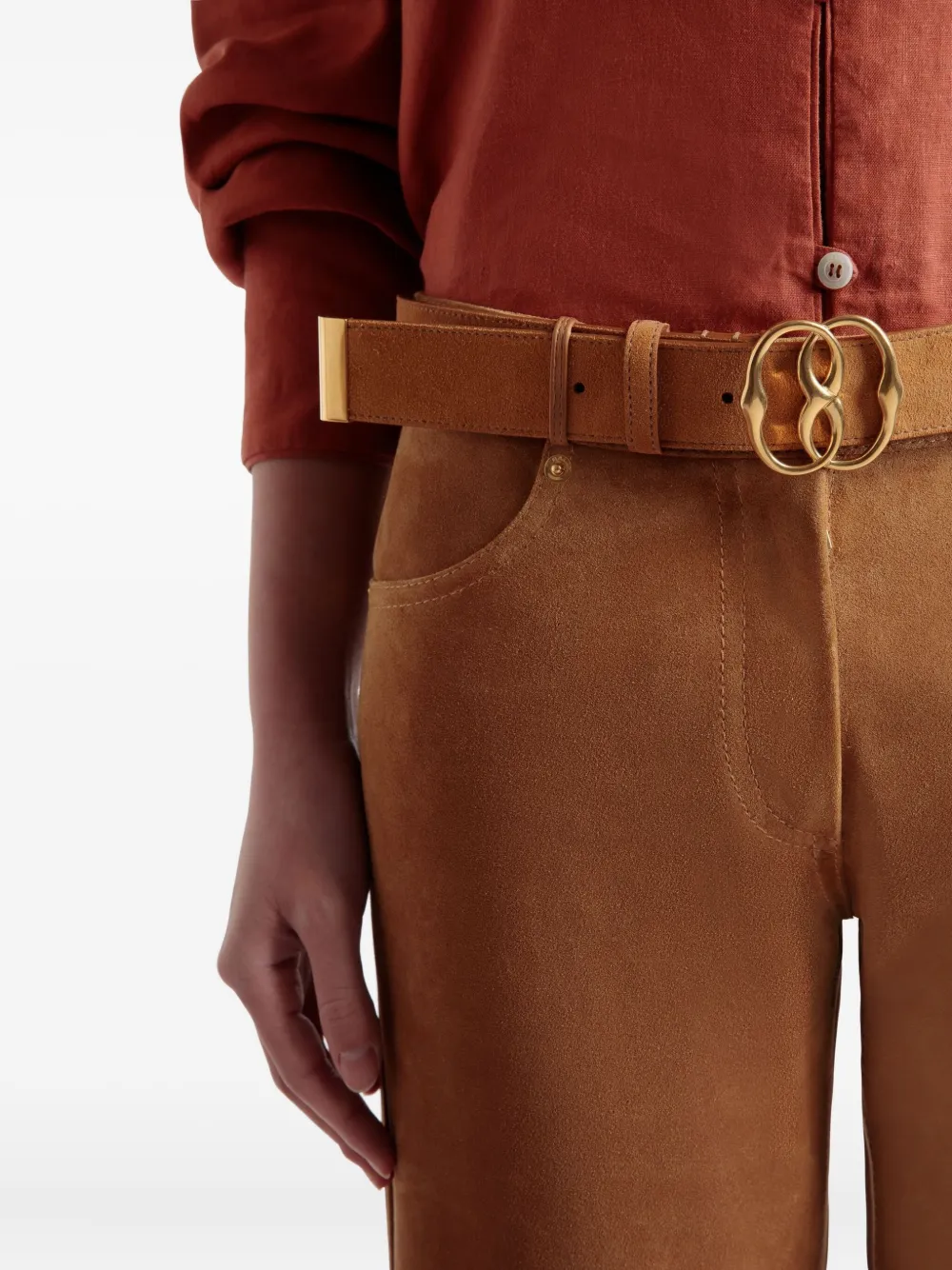 Bally Suède leren riem met gesp Bruin