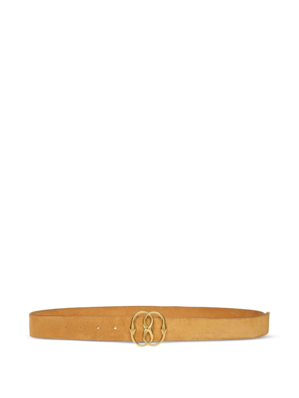 emblem-buckle suede leather belt