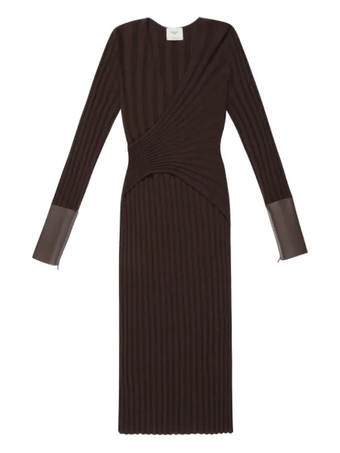 Bally ribbed leather-cuff midi dress