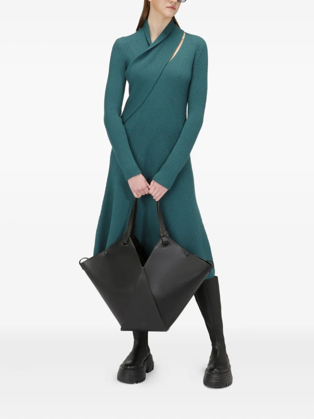Bally ribbed wool dress Groen