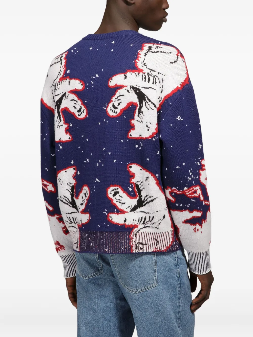 Bally Switzerland sweater met beerpatroon Blauw