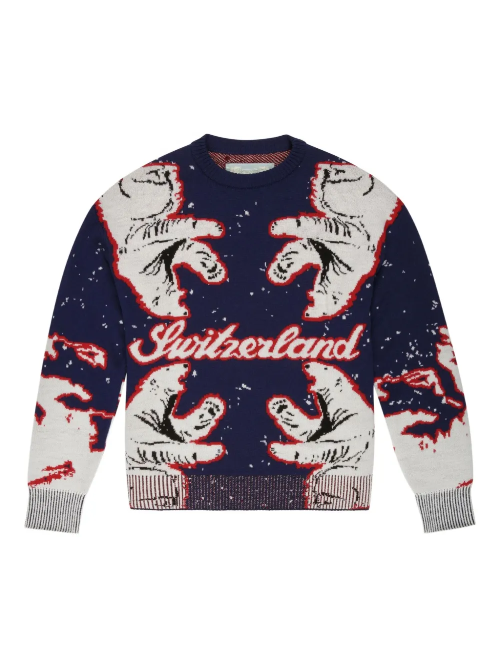 Bally Switzerland sweater met beerpatroon Blauw