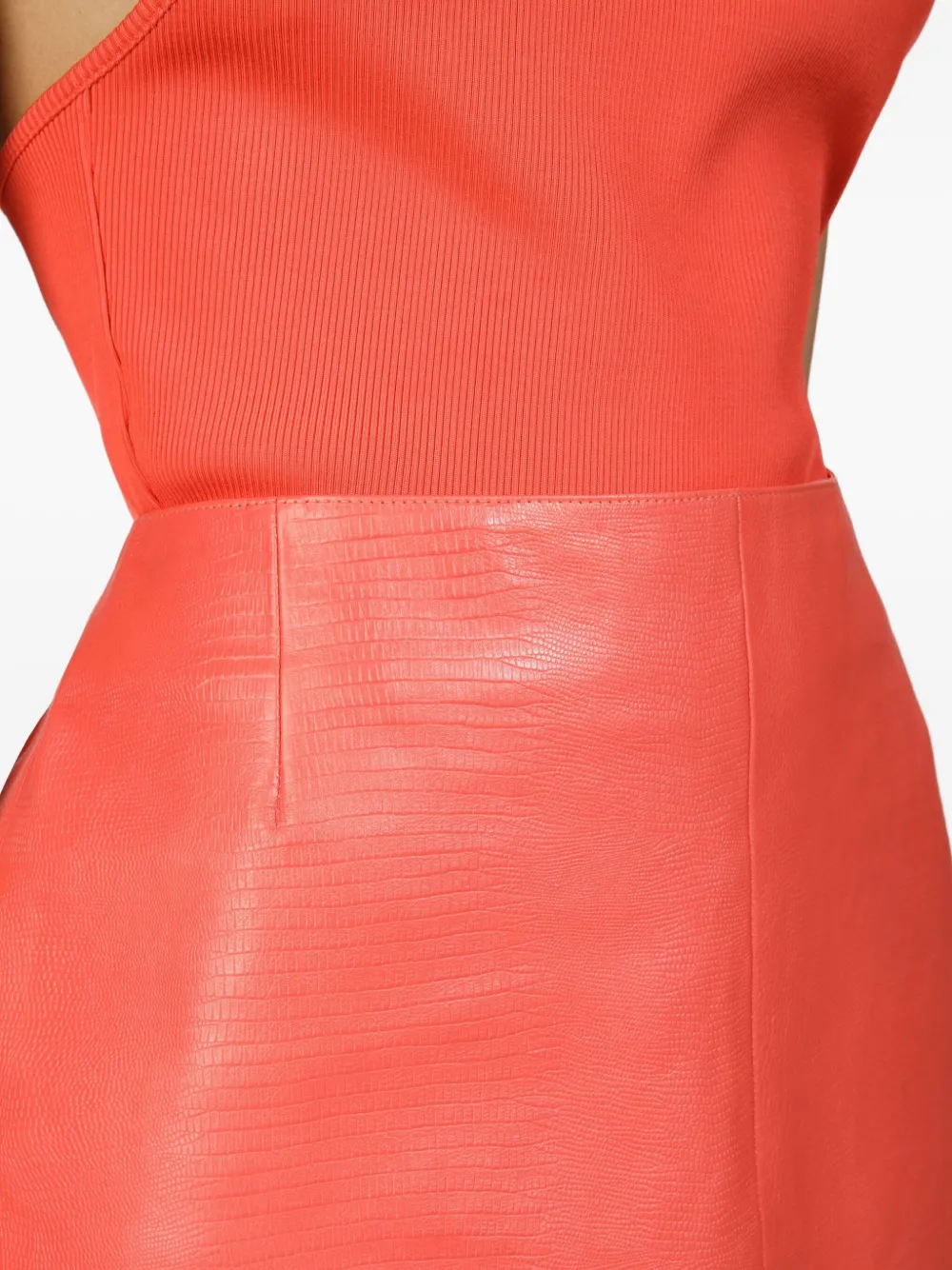Bally Leren midi-rok met textuur Oranje
