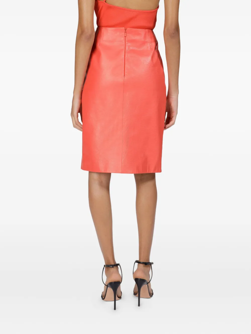 Bally Leren midi-rok met textuur Oranje