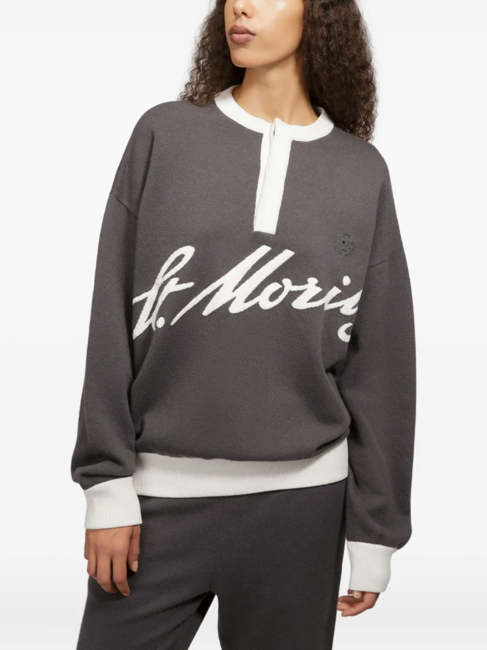Bally St Moritz button-placket cashmere sweater Grijs