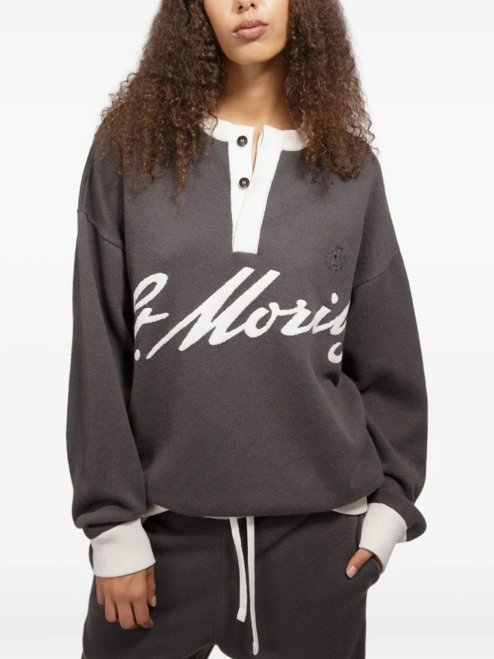 Bally St Moritz button-placket cashmere sweater Grijs