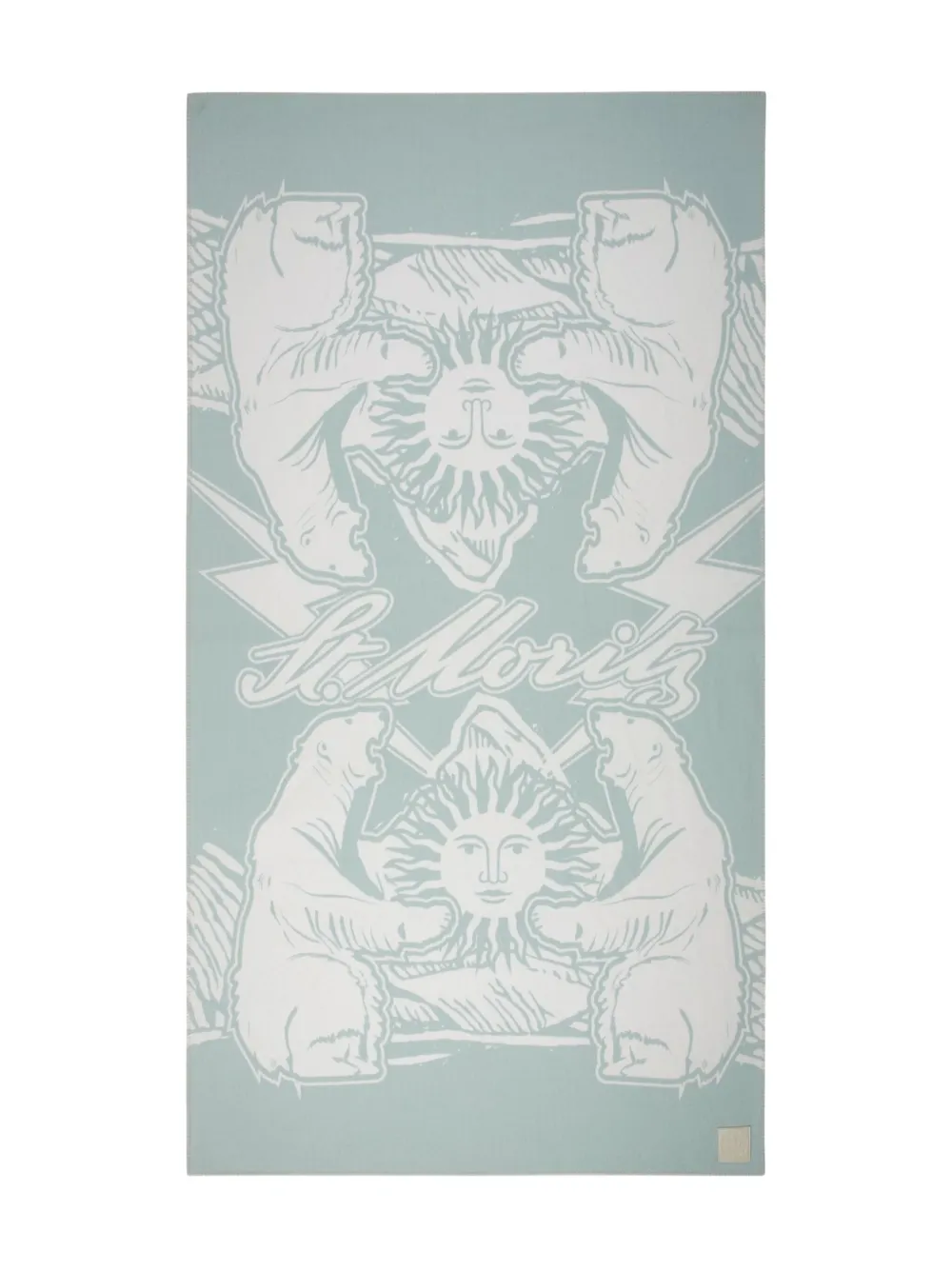 Bally Fleece deken met grafische print Blauw