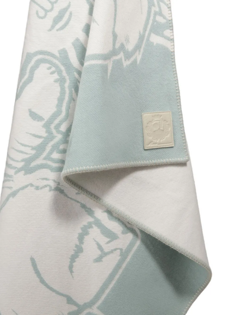 Bally Fleece deken met grafische print Blauw