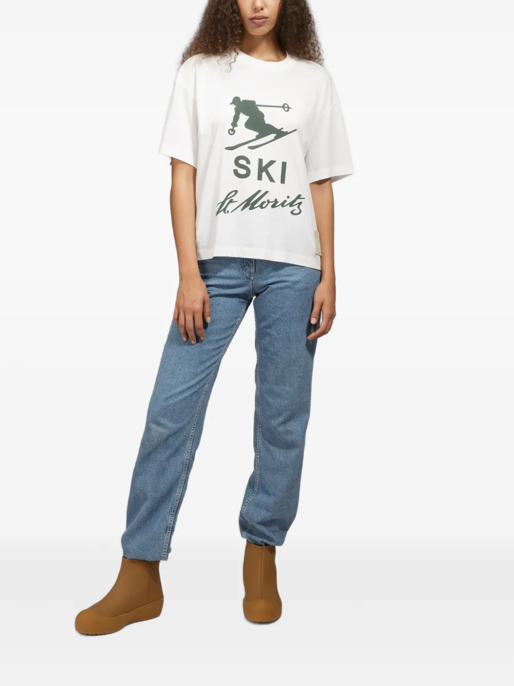 Bally St Moritz Skier Print T-shirt In White