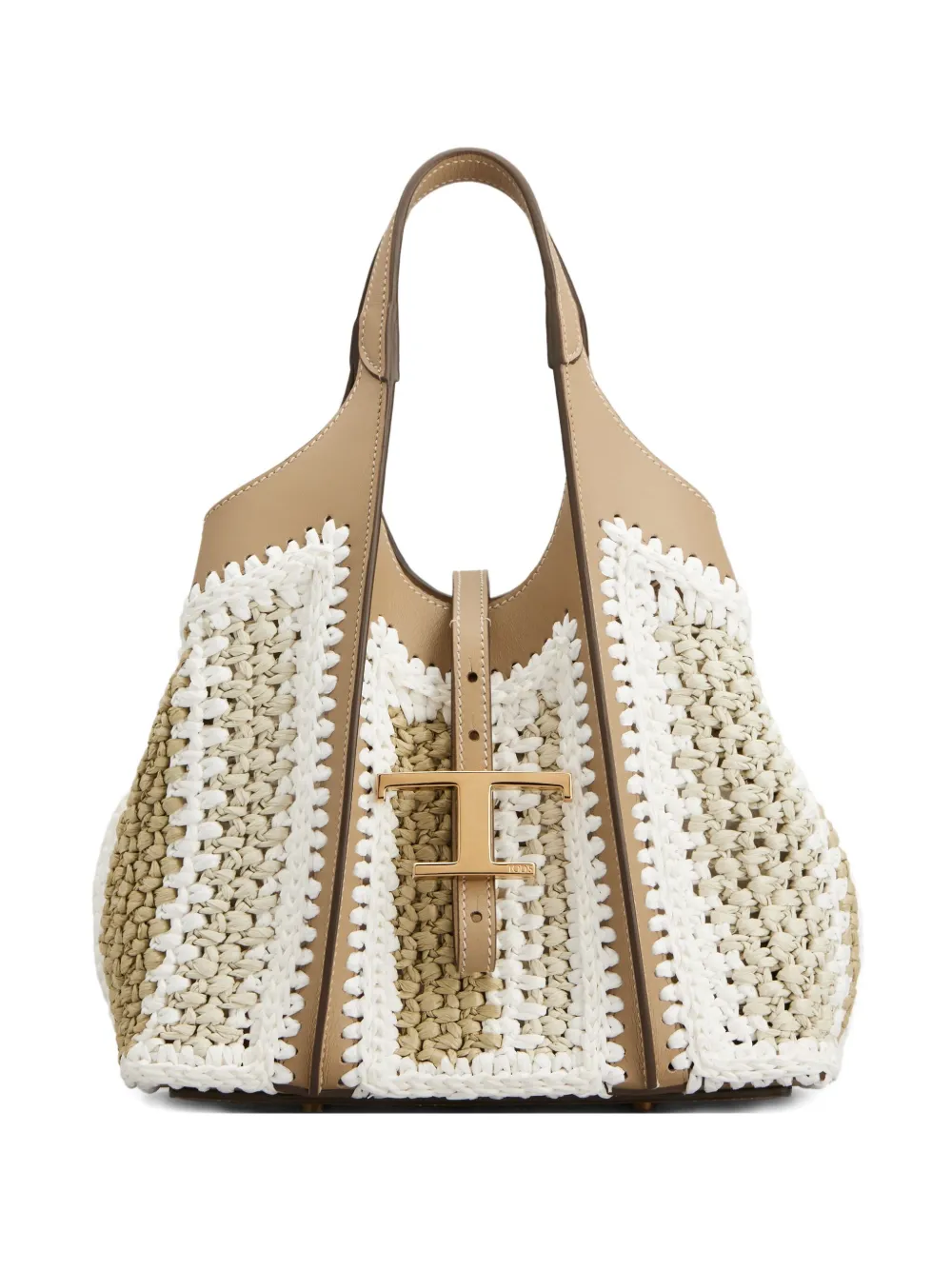 Tod's crochet-detail T-buckle tote bag | Neutrals | Image 1