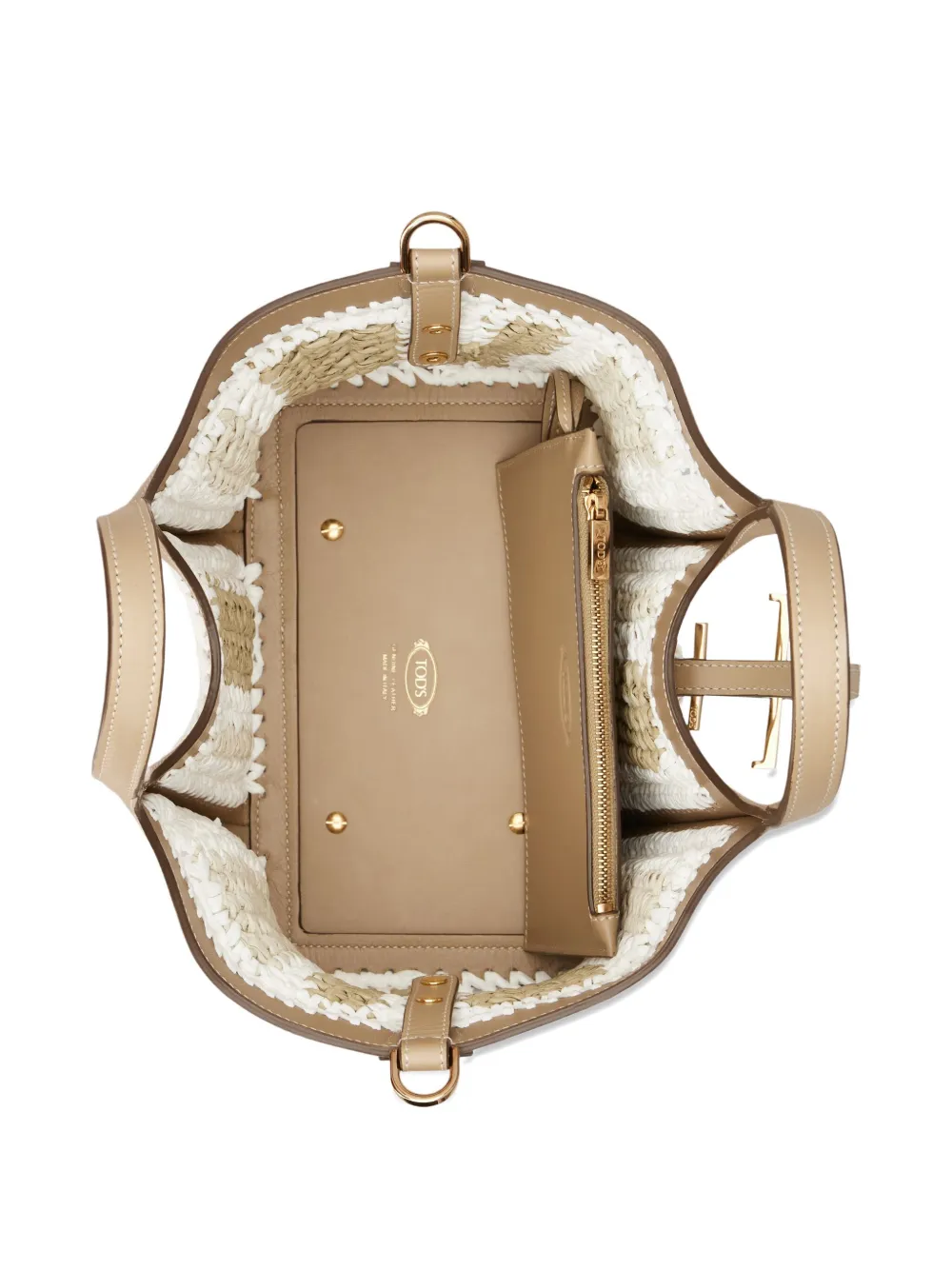 Tod's Shopper met gehaakt detail en T-gesp Beige