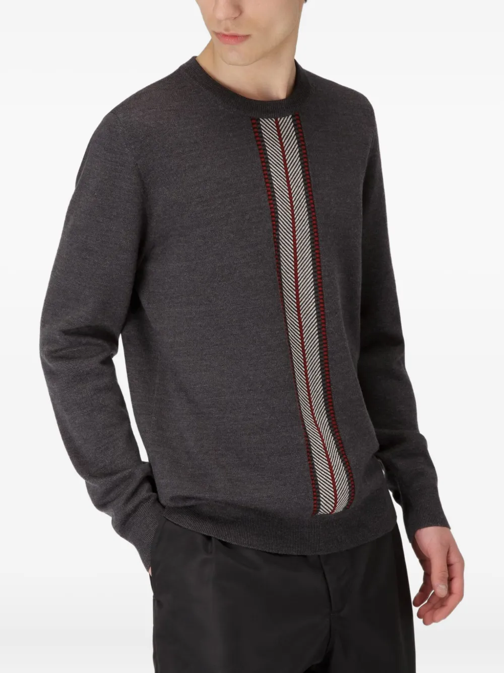 Bally jacquard-stripe wool sweater Grijs