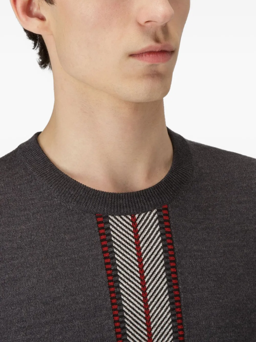 Bally jacquard-stripe wool sweater Grijs