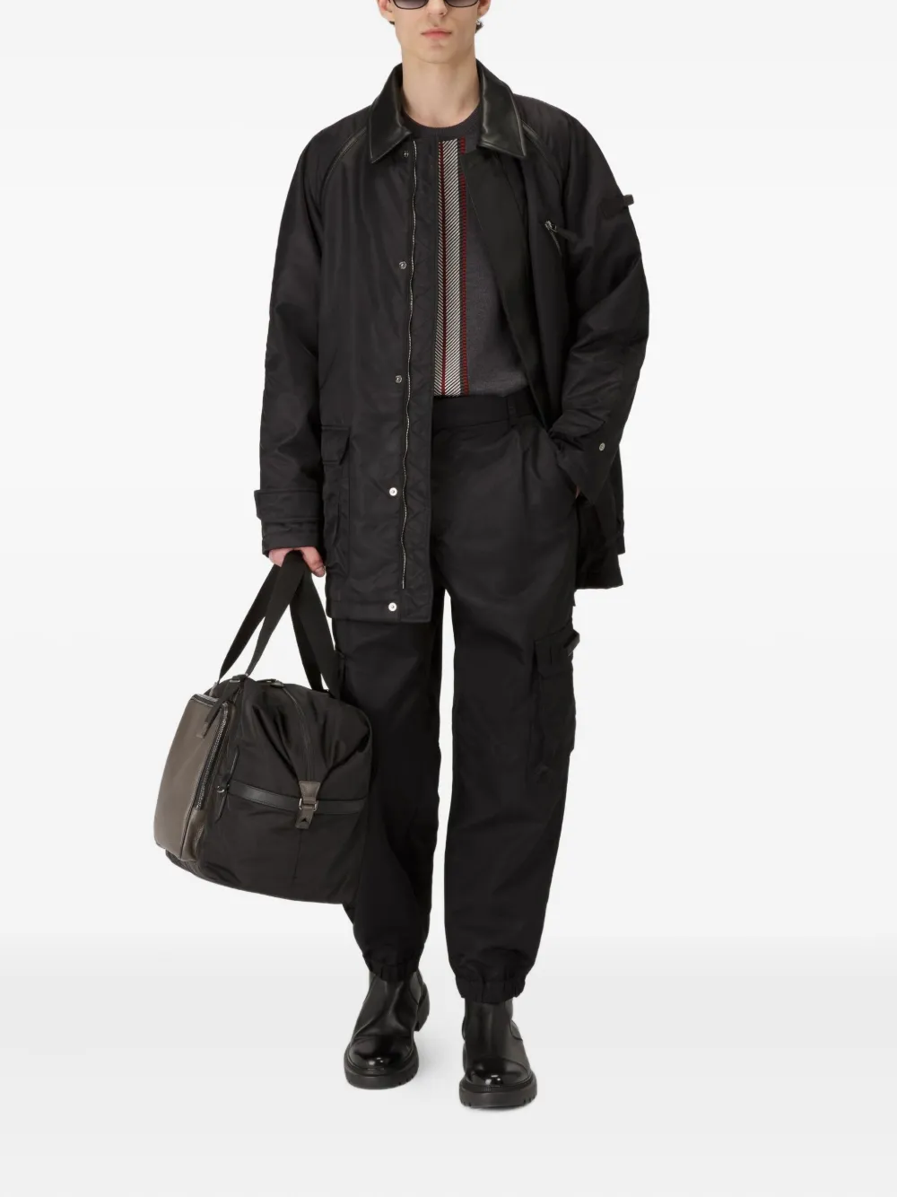 Bally jacquard-stripe wool sweater Grijs