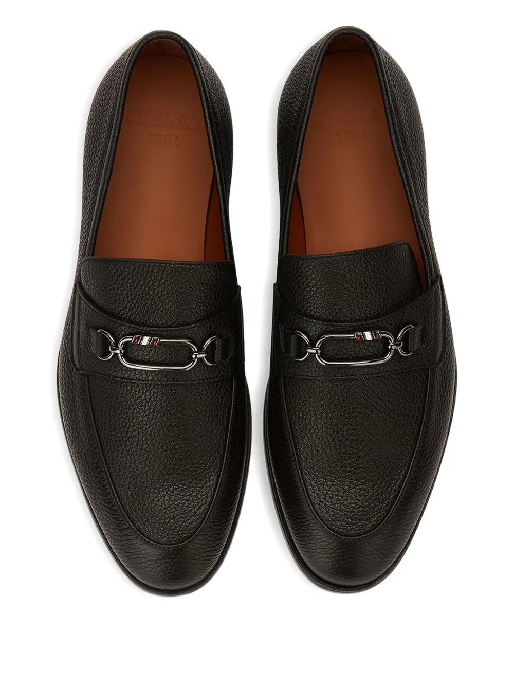 Bally Loafers van bewerkt leer met schakelketting Zwart