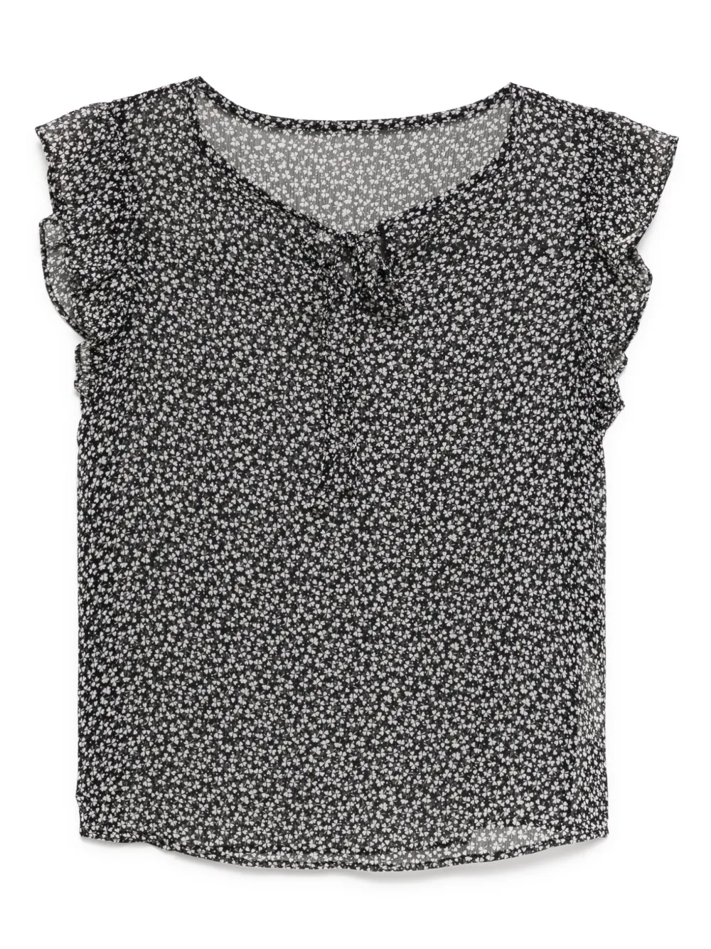 To b. by agnès b. Clover Print Frill blouse | Black | Image 1
