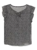 To b. by agnès b. Clover Print Frill blouse - Black