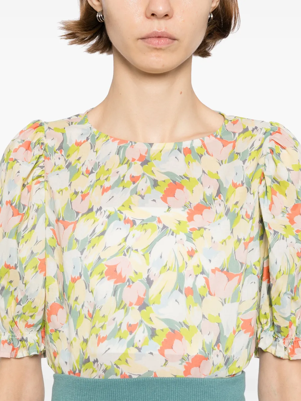 To b. by agnès b. Tulip Print blouse Beige