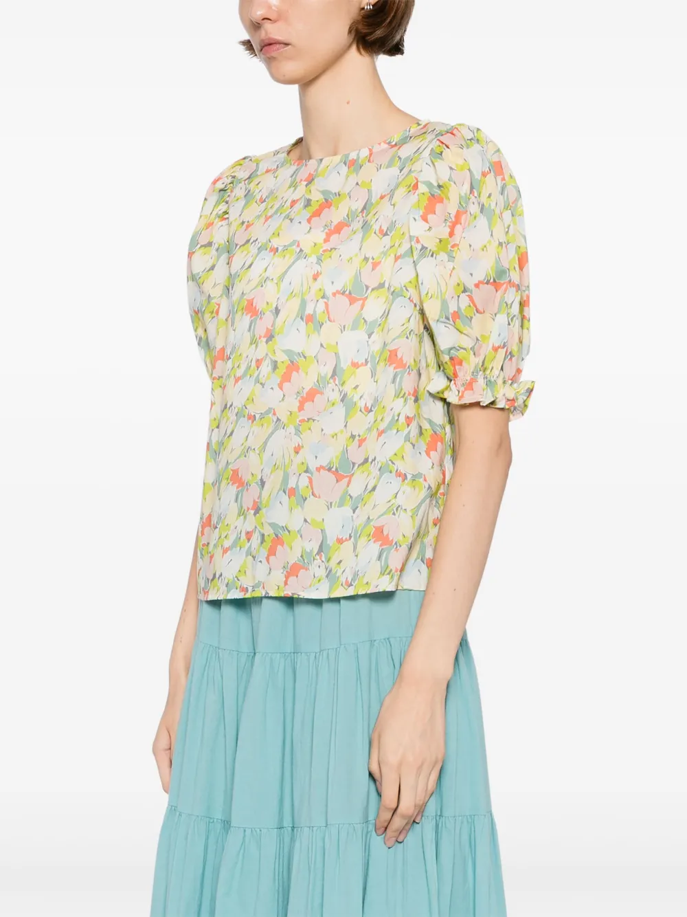 To b. by agnès b. Tulip Print blouse Beige