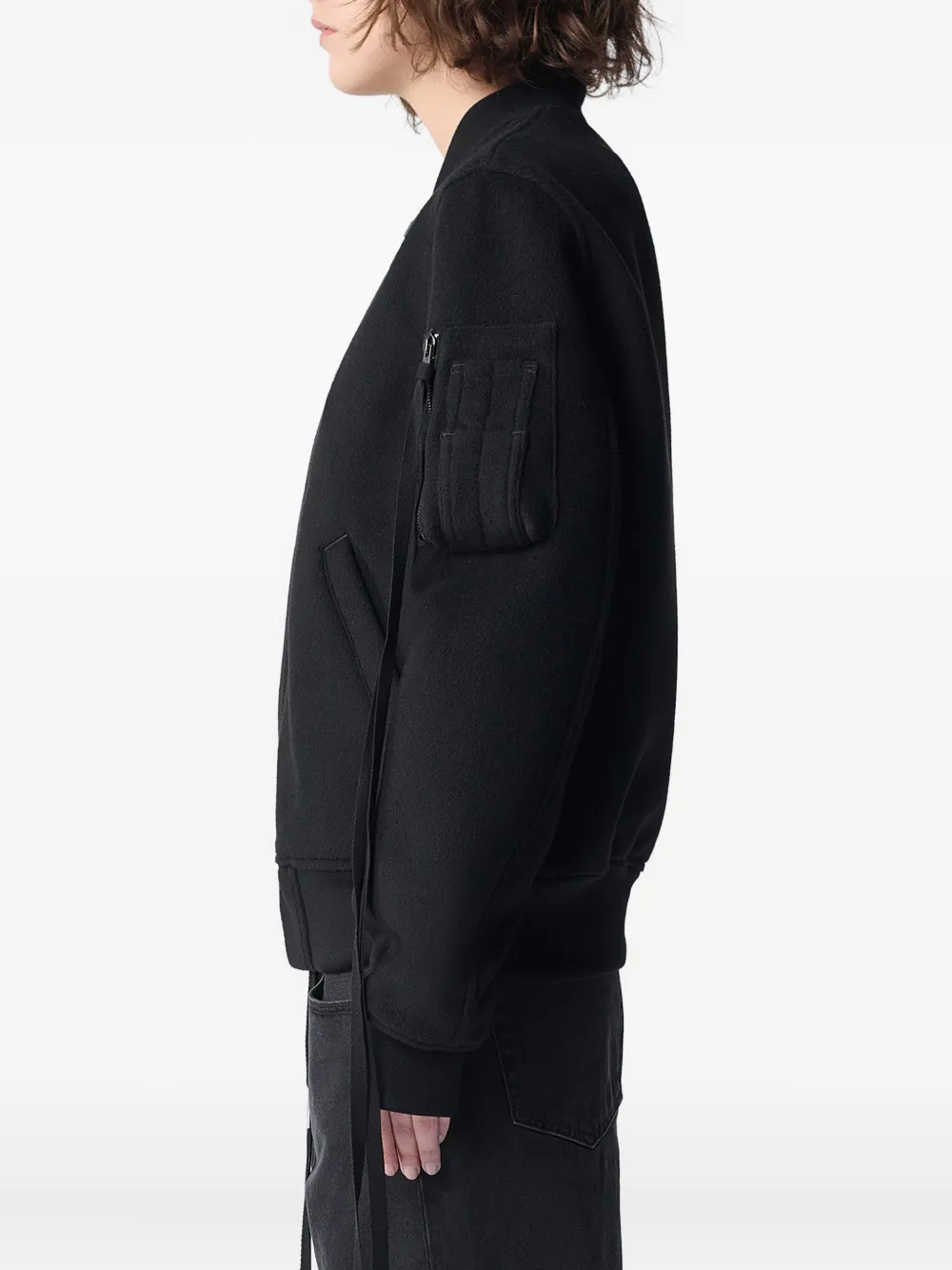 Ann Demeulemeester zip-up bomber jacket Zwart