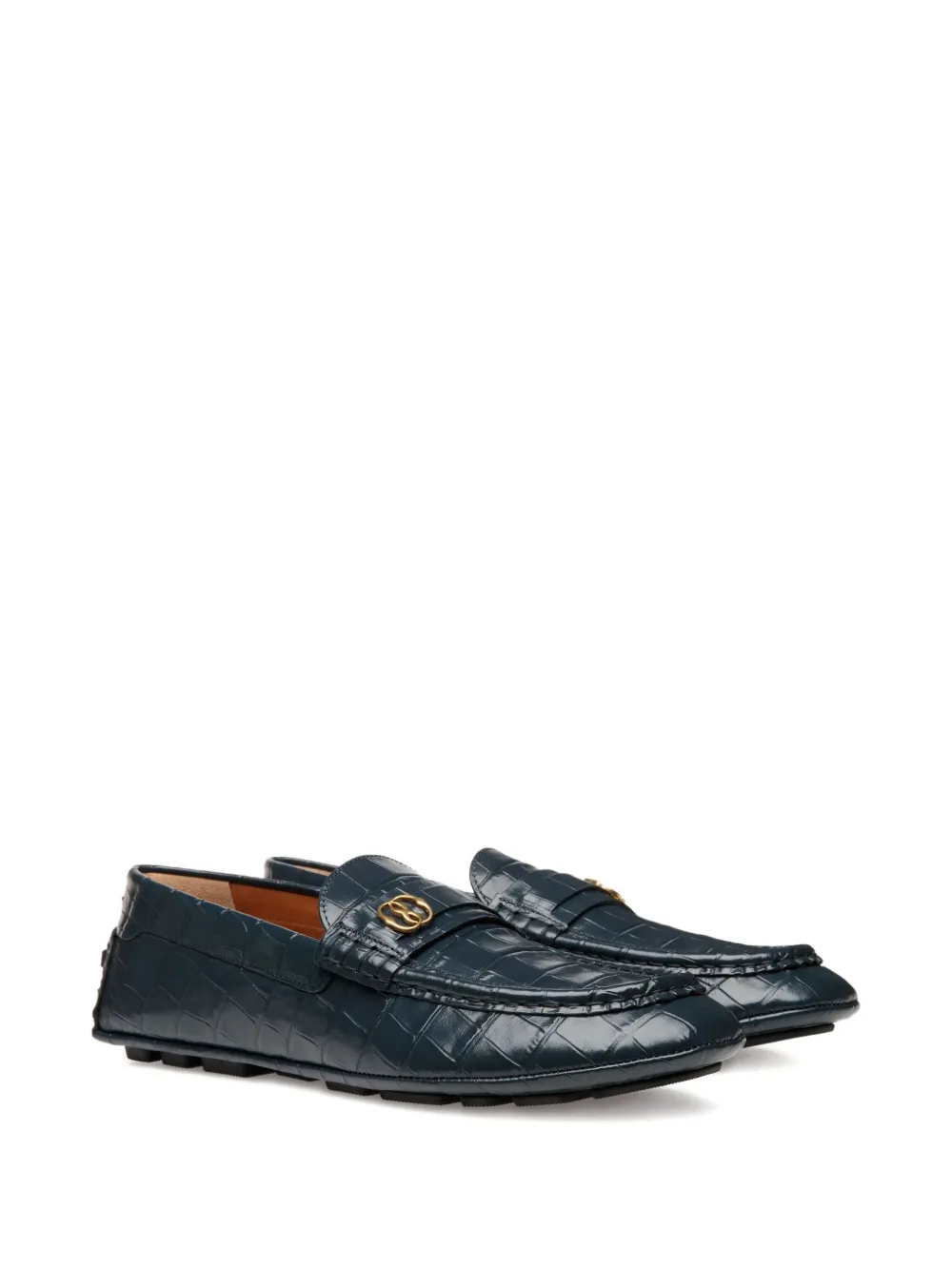 Bally Loafers met krokodillen-reliëf Blauw
