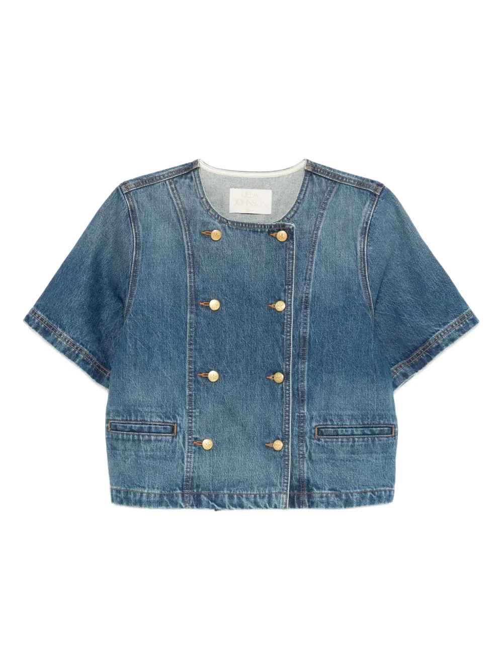 Ulla Johnson double-breasted short-sleeves jacket Blauw