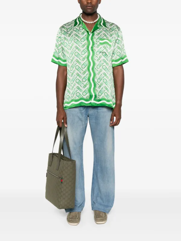 Casablanca シルクシャツ Casablanca Traffic シルクシャツ | オレンジ | FARFETCH JP